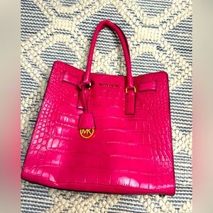 Michael Kors Hot Pink Gator Large Bag